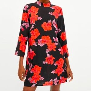 Zara - Woman Black Floral Long Sleeve Dress